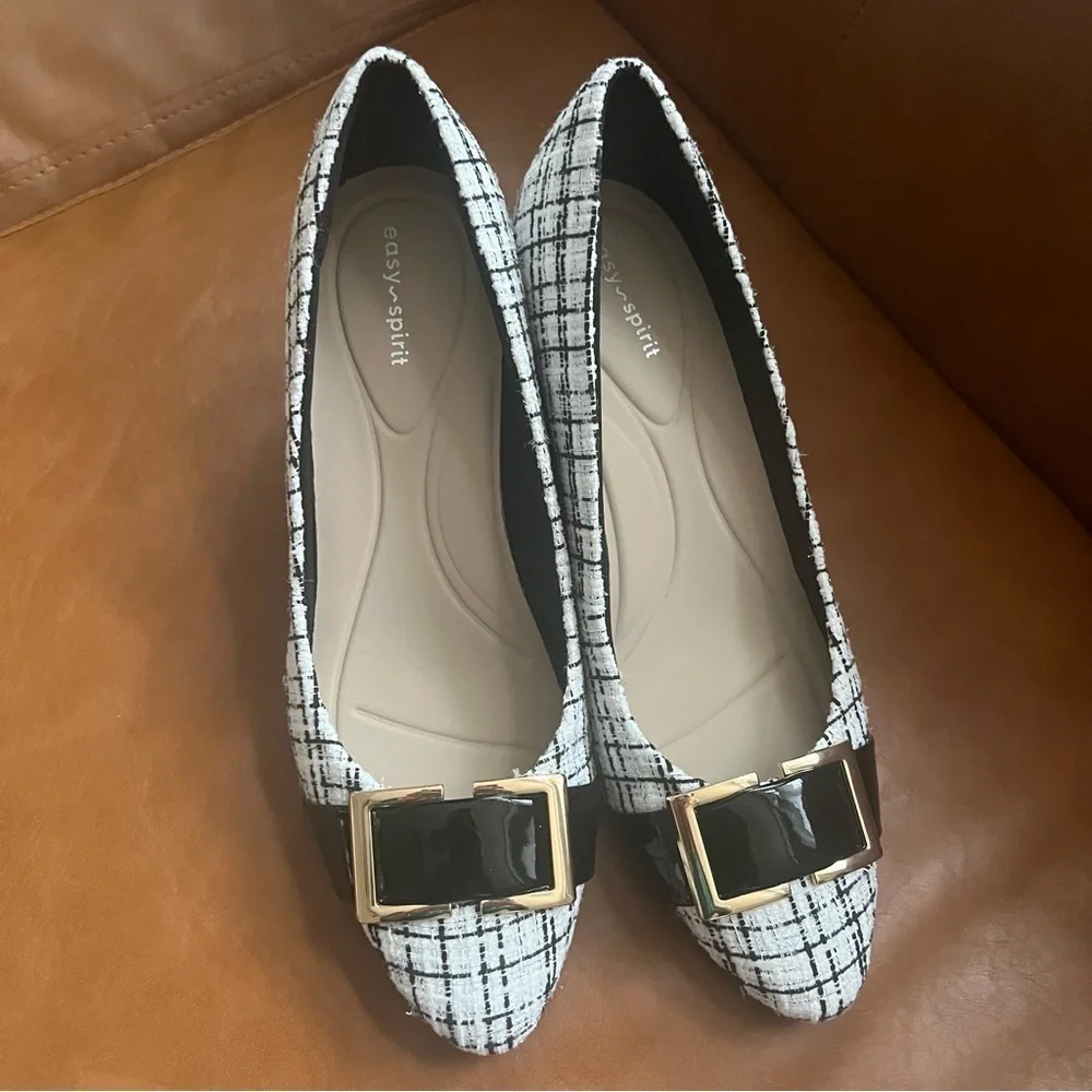 Easy Spirit Cheryl Dress Pumps Black Ivory Neutral Leather Office Formal Sz 10M - Picture 6 of 15